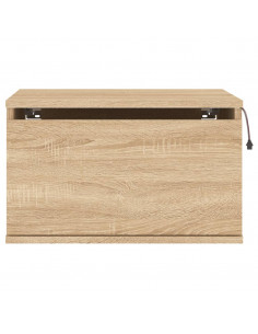 Comodino a Parete con luci LED Rovere Sonoma 2