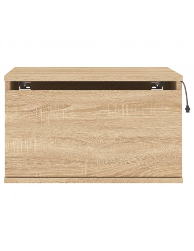 Comodino a Parete con luci LED Rovere Sonoma