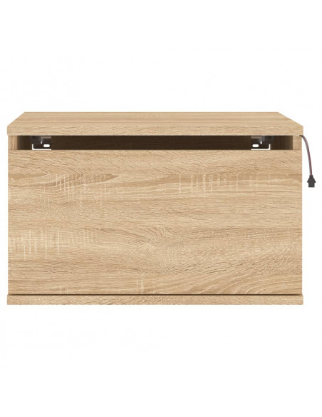 Comodino a Parete con luci LED Rovere Sonoma