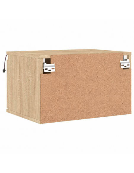 Comodino a Parete con luci LED Rovere Sonoma