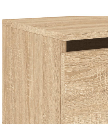 Comodino a Parete con luci LED Rovere Sonoma