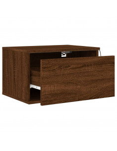 Comodini a Parete con luci LED 2 pz Rovere Marrone 2