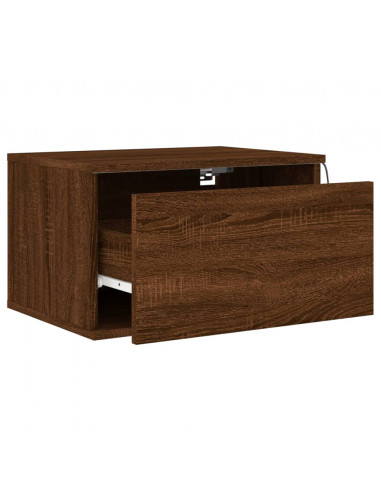 Comodini a Parete con luci LED 2 pz Rovere Marrone