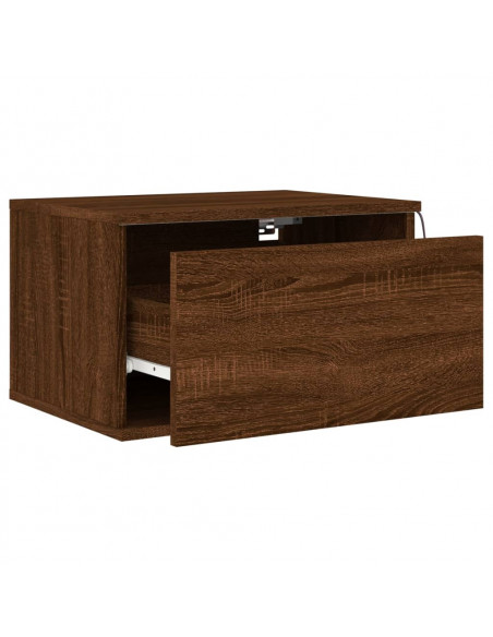 Comodini a Parete con luci LED 2 pz Rovere Marrone