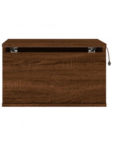 Comodini a Parete con luci LED 2 pz Rovere Marrone