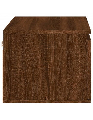 Comodini a Parete con luci LED 2 pz Rovere Marrone