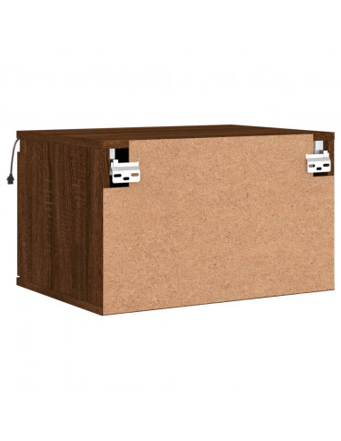 Comodini a Parete con luci LED 2 pz Rovere Marrone