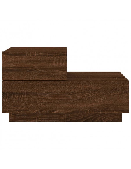 Comodino con Luci LED Rovere Marrone 70x36x40,5 cm