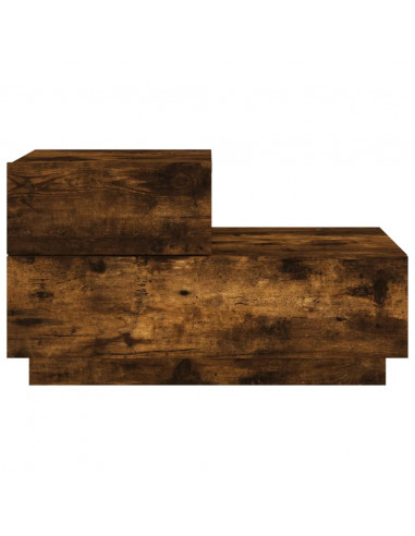 Comodino con Luci LED Rovere Fumo 70x36x40,5 cm