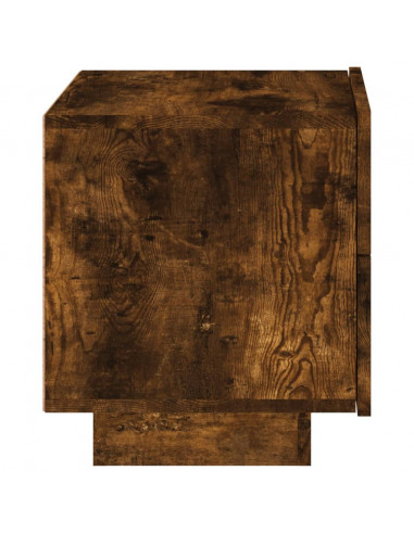 Comodino con Luci LED Rovere Fumo 70x36x40,5 cm