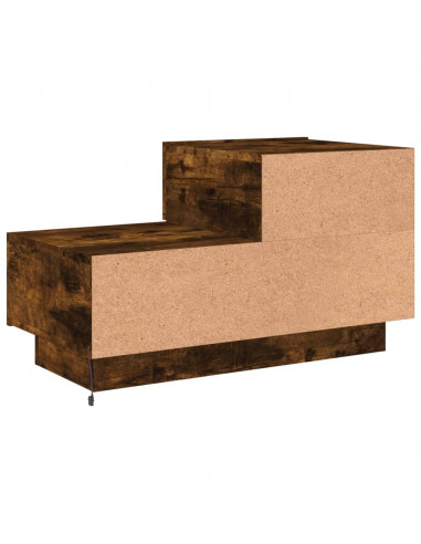 Comodino con Luci LED Rovere Fumo 70x36x40,5 cm