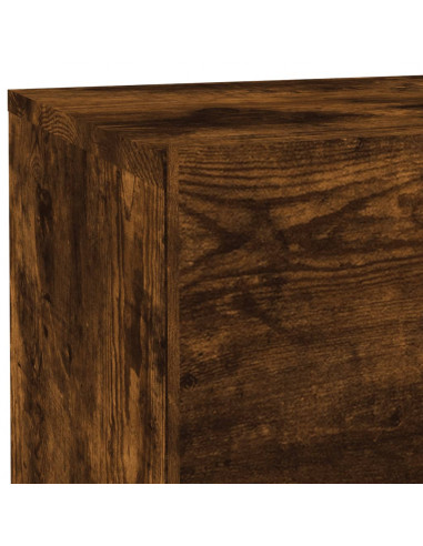 Comodino con Luci LED Rovere Fumo 70x36x40,5 cm