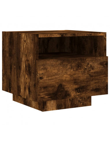 Comodini con Luci LED 2pz Rovere Fumo 40x39x37 cm