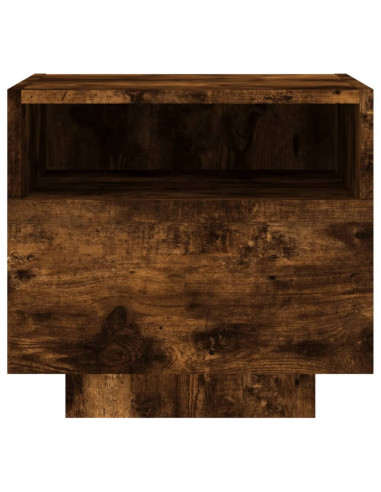 Comodini con Luci LED 2pz Rovere Fumo 40x39x37 cm