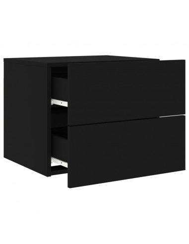 Comodini a Parete con Luci LED 2 pz Neri