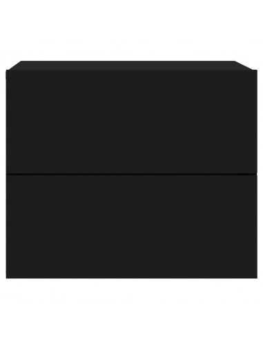 Comodini a Parete con Luci LED 2 pz Neri