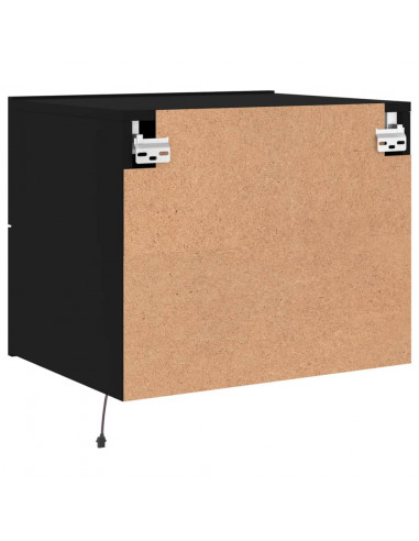 Comodini a Parete con Luci LED 2 pz Neri