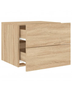 Comodini a Parete con luci LED 2 pz Rovere Sonoma 2