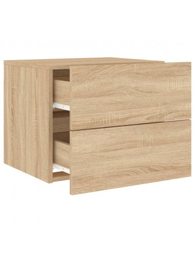 Comodini a Parete con luci LED 2 pz Rovere Sonoma
