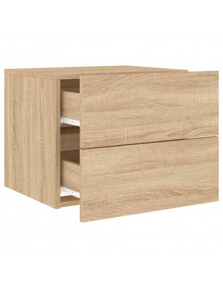 Comodini a Parete con luci LED 2 pz Rovere Sonoma