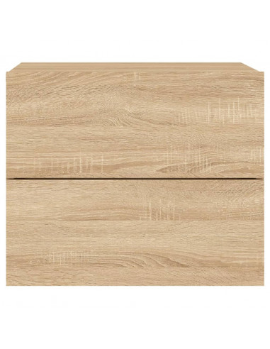 Comodini a Parete con luci LED 2 pz Rovere Sonoma