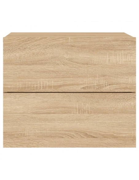Comodini a Parete con luci LED 2 pz Rovere Sonoma