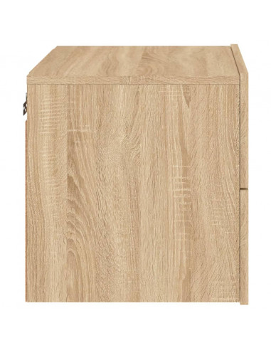 Comodini a Parete con luci LED 2 pz Rovere Sonoma