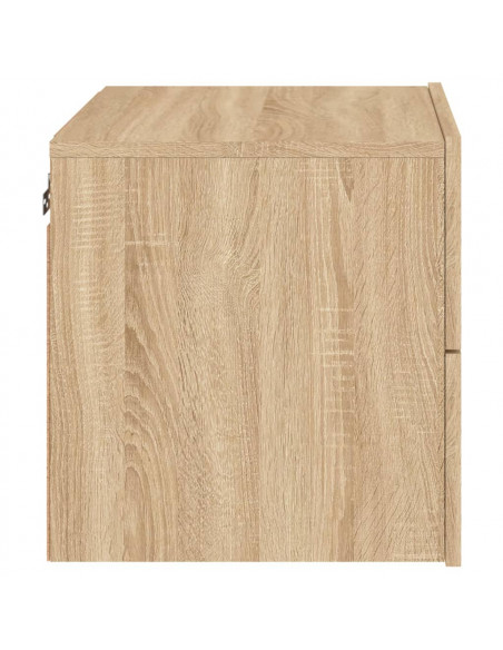 Comodini a Parete con luci LED 2 pz Rovere Sonoma