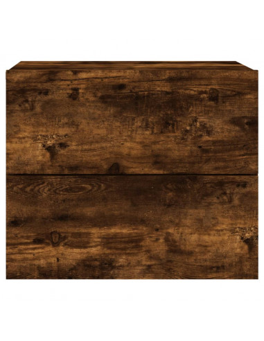 Comodino a Parete con luci LED Rovere Fumo