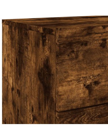 Comodino a Parete con luci LED Rovere Fumo