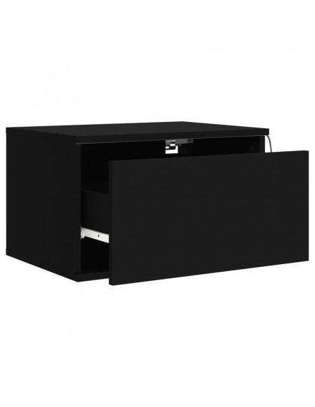 Comodini a Parete con Luci LED 2 pz Neri