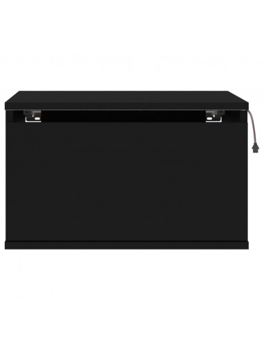 Comodini a Parete con Luci LED 2 pz Neri