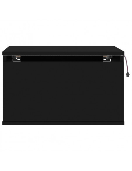 Comodini a Parete con Luci LED 2 pz Neri
