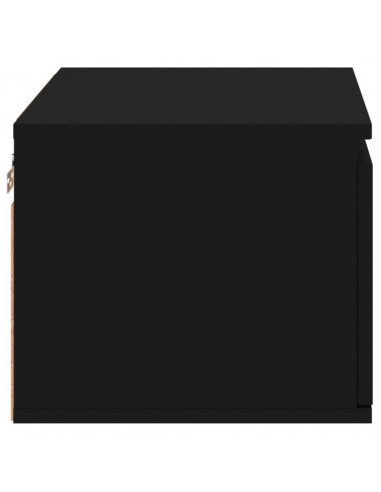 Comodini a Parete con Luci LED 2 pz Neri