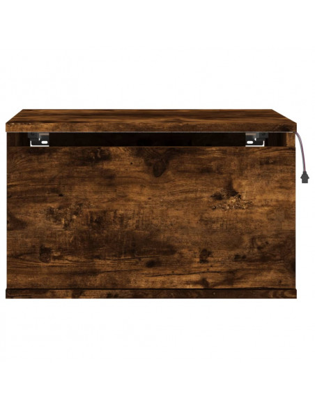 Comodino a Parete con luci LED Rovere Fumo