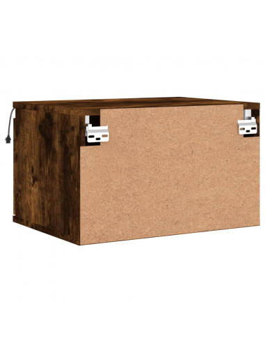 Comodino a Parete con luci LED Rovere Fumo