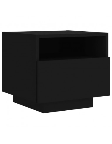 Comodini con Luci LED 2pz Neri 40x39x37 cm