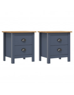 Comodini Hill Grigi 2 pz 46x35x49,5 cm in Legno di Pino 2