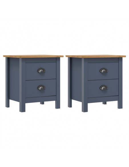 Comodini Hill Grigi 2 pz 46x35x49,5 cm in Legno di Pino