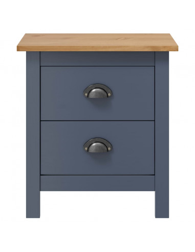 Comodino Hill Grigio 46x35x49,5 cm Legno Massello di Pino