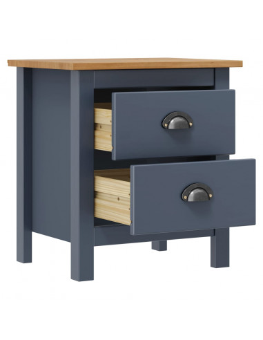 Comodino Hill Grigio 46x35x49,5 cm Legno Massello di Pino