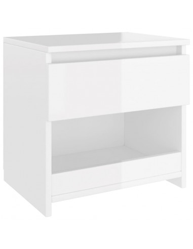 Comodino Bianco Lucido 40x30x39 cm in Legno Multistrato