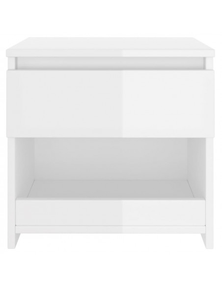 Comodino Bianco Lucido 40x30x39 cm in Legno Multistrato