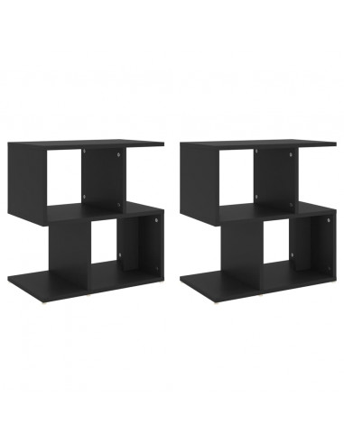 Comodini 2pz Neri 50x30x51,5 cm in Legno Multistrato