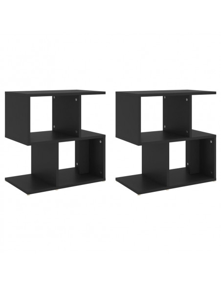 Comodini 2pz Neri 50x30x51,5 cm in Legno Multistrato