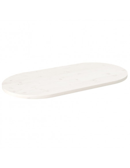 Piano Tavolo Bianco 100x50x2,5 cm Legno Massello di Pino Ovale