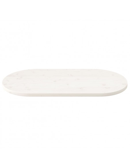 Piano Tavolo Bianco 100x50x2,5 cm Legno Massello di Pino Ovale