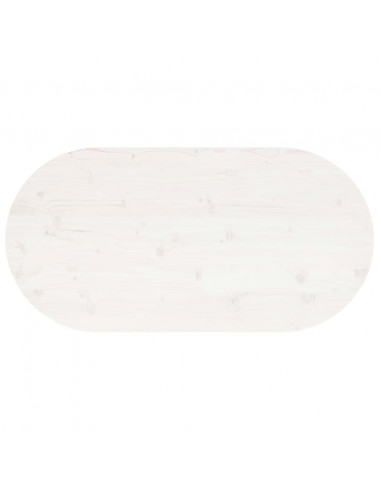 Piano Tavolo Bianco 100x50x2,5 cm Legno Massello di Pino Ovale