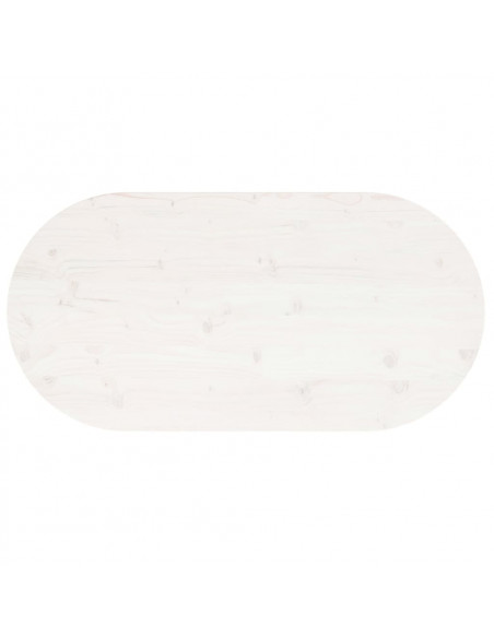 Piano Tavolo Bianco 100x50x2,5 cm Legno Massello di Pino Ovale