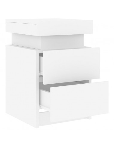 Comodini con Luci LED 2pz Bianchi 35x39x55 cm